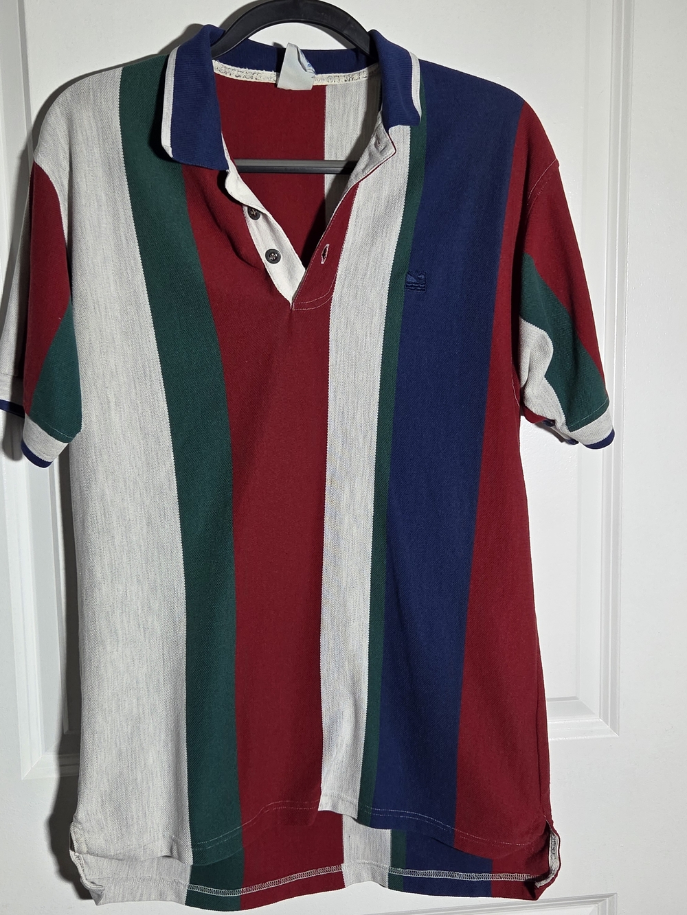 Off Shore Men's Vintage Stripped Polo Cotton Shirt Size Medium Short Sleeve